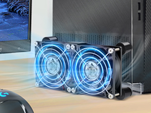 Small computer fan with variable ac powered control for cable modem cooling