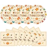 KFJBPB 40 Pcs Thanksgiving Plates and Napkins Party Supplies, Give Thanks Paper Plates Napkins Di...