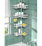 DAOYA Shower Caddy Tension Pole - Corner Shower Shelves with Soap Holder Bathroom Shower Organize...