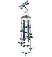 Monsiter QE Outdoors Wind Chimes with 4 Aluminum Tubes - Dragonfly S Hook, Wind Bells Hanging Dec...