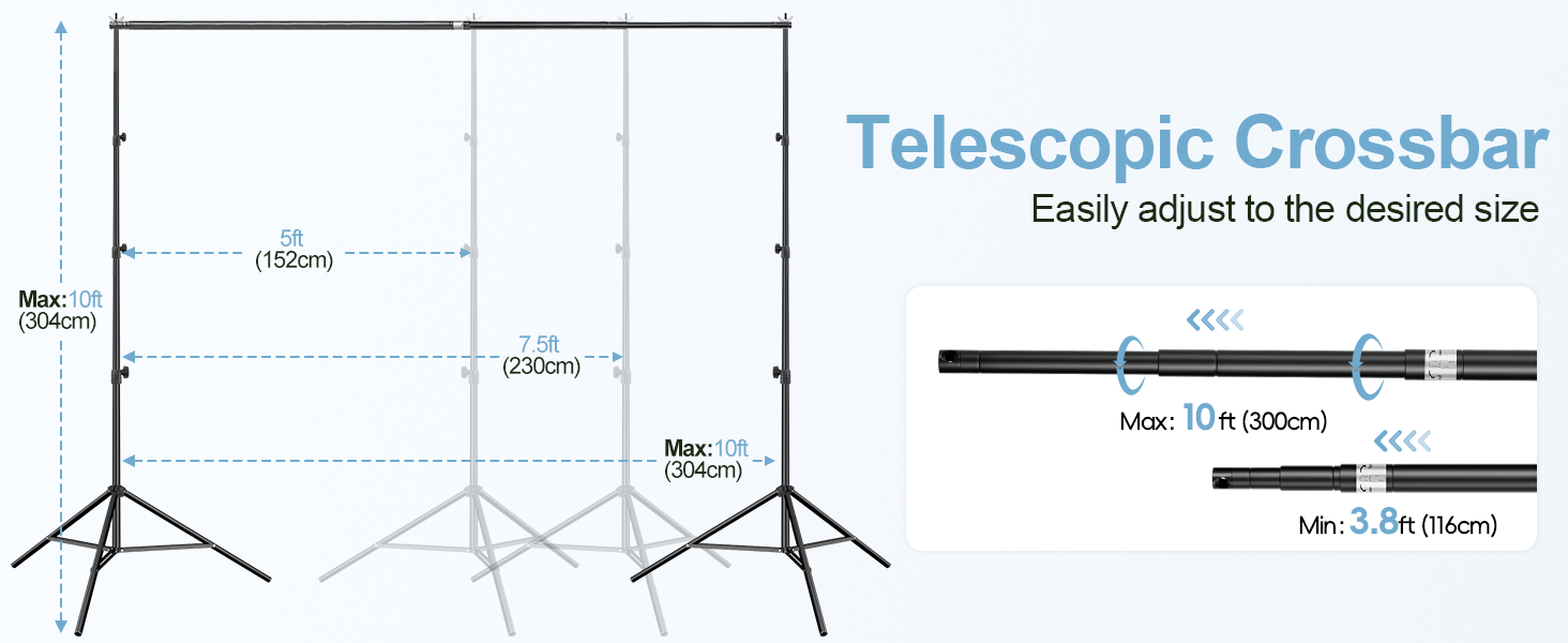 This crossbar can be easily extended from 3.8 feet to 10 feet wide