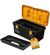 POWERTEC 22-Inch Tool Box with Trays - Lockable, Metal Latch, Organizer, Portable Storage for Too...