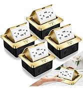 Hoolerry 4 Pack Pop up Floor Outlet Kit Waterproof Electrical Outlet Cover Box with 4.8A USB Char...