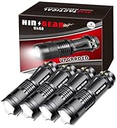 HinsGEAR 4 Pack Small Mini Flashlight LED Single Mode Light 1 Mode Flashlight Aluminum Zoomable F...