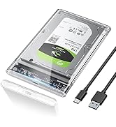 POSUGEAR 2.5'' External Hard Drive Enclosure, 6Gbps USB C 3.1 Gen 2 to SATA III Tool-Free Clear E...