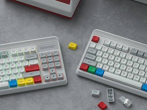 Womier Retro Grey Double Shot PBT keycaps,XDA Profile keycaps 75 Percent,Dye-Sub Keycap