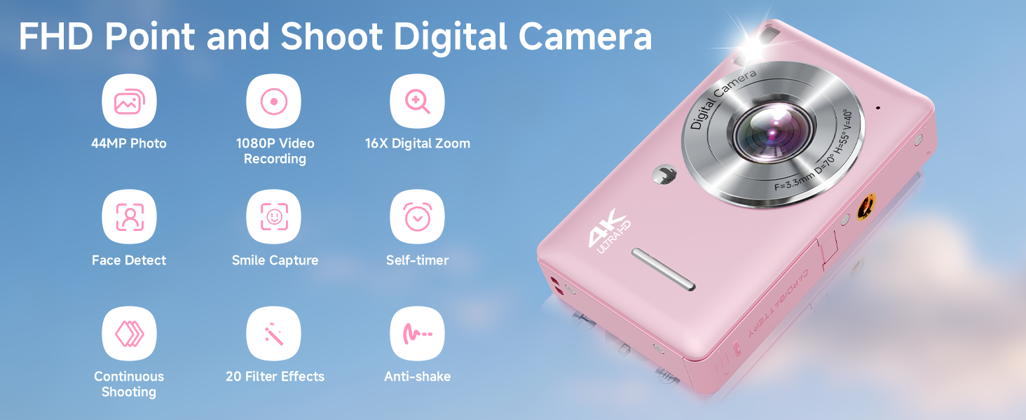 FHD Point and Shoot Digital Camera