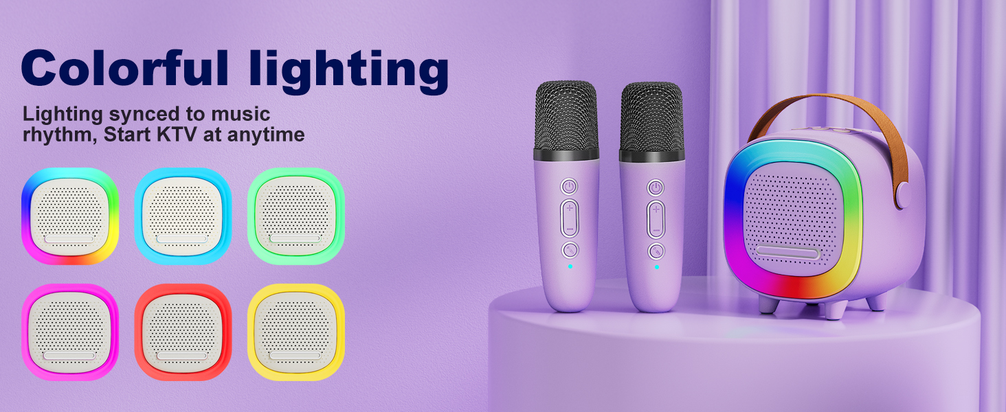 Karaoke; Machine; Mini; With 2 Wireless Microphones; For Adults; Teen; Girl; Gifts; Gift; Girls