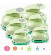 UCEC 6PCS Star Hole Punch &amp; Circle Hole Punch, 3/8'' 5/8'' 1'' Craft Hole Punch Shapes, Paper pun...
