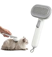 Self-Cleaning Pet Grooming Brush for Cats and Dogs, Slicker Brush with One-Click Hair Removal, White