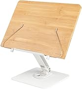 TIANSE Book Stand for Reading, Adjustable Holder with 360° Rotating Base &amp; Page Clips Foldable De...