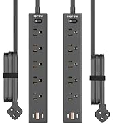HOPOW Power Strip Surge Protector, 2 Pack, 10 Ft Ultra Thin Flat Extension Cord, Surge Protector ...