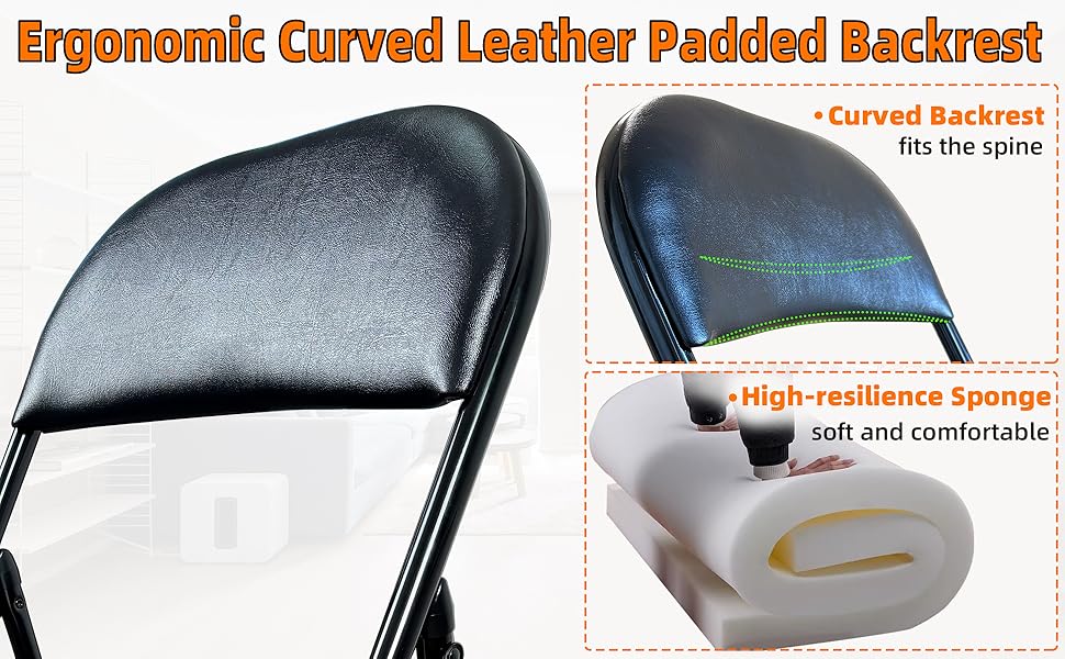 Ergonomic Curved Leather Padded Backrest