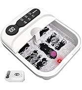 VIVIYA Collapsible Foot Bath with Dual Touch Screen, Adjustable Temperature, Timer, Bubbles, Ligh...