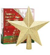 URATOT Glittered Christmas Star Tree Topper Christmas Decorative Holiday Treetop Shatterproof Sta...