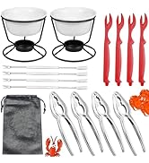 Crab Leg Cracker Tool Butter Warmers for Seafood Crab Leg Crackers Crab Lobster Butter Ceramic Wa...