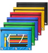 V-Opitos Pencil Pouch for 3 Ring Binder, Bulk 6 Pack 3-Holes Zipper Pencil Pouches in Assorted Co...