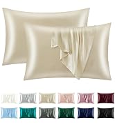 OTOSTAR Set of 2 Standard Size Satin Pillowcases, Khaki Pillowcase for Hair and Skin, Soft Breath...