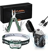 Flissa Waterproof LED Headlamp &amp; Lighters, 12 in 1 Multitool Plier, Windproof Flameless USB Recha...