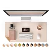 RENMTURE Dual-Sided Desk Pad, Natural Cork &amp; PU Leather Large Mouse mats for Office and Home Work...