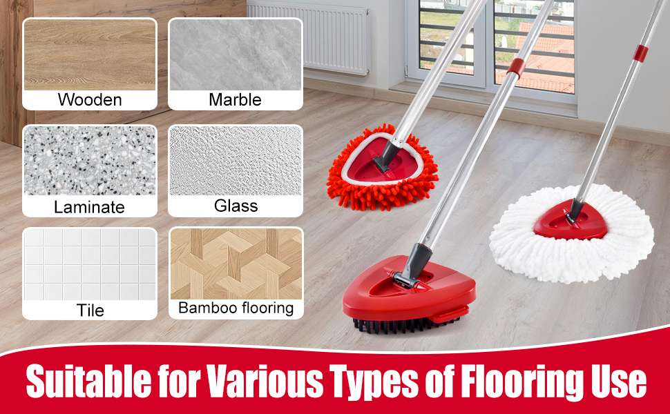 Replacement Mop Heads&amp;amp;amp; Handle Scrub Brush and Base Combo Set Compatible with O Cedar