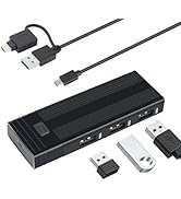 Fanblack Aluminum M.2 NVME SATA SSD Enclosure Adapter, USB 3.2 Gen 2 (10 Gbps) to NVME with 3 USB...