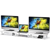 La Jaco 47 Inch Extra-Long Dual Monitor Stand Riser for 2 Monitors, Desk Shelf TV Riser Blocks, W...