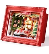 Rolife DIY Miniature Christmas House Kit Creative Frame 3D Wall-Mountable Dollhouse Mini Room Bui...