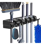 HYRIXDIRECT Wall Mount Broom Mop Holder Hanger Garden Tool Organizers Rack Garage Laundry Room Or...