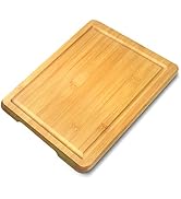 Small Bamboo Cutting Board for Kitchen - Bamboo Wood Cutting Board with Juice Groove, Easy-Grip S...