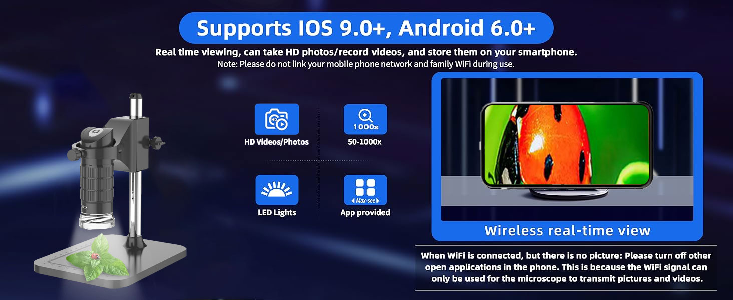 Digital Microscope, Skybasic 50X-1000X Magnification Portable Handheld Microscopes