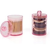 DAPOWER 2 Pack Qtip Holder Vanity Storage Canister for Cotton Ball Cotton Swab Pads Floss, 10-Oun...