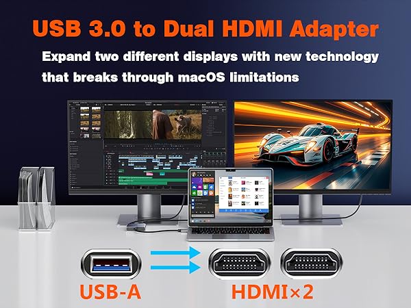 usb 3.0 to dual hdmi adapter