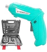 X-YEAH Electric Screwdriver, 3.7V Cordless Screwdriver Set with 47pcs Accessories, Electric Screw...