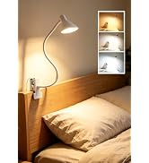 Clip on Light USB Reading Light for Bed with Clamp, Eye Care Reading Book in Bed Light 3 Colors &amp;...