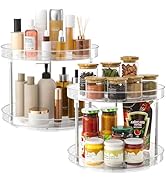 Slow Slog 2 Pack 2 Tier Lazy Susan Turntable Organizer, Clear Rotating Lazy Susan, Spice Rack for...