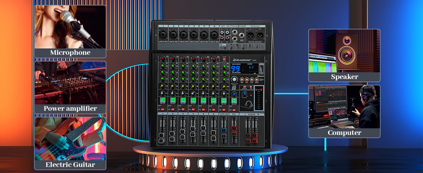 6 Channel Audio Mixer,Professional Audio Mixer,Mixing Console,Audio Mixer