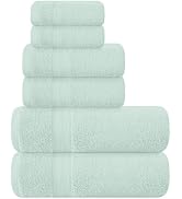 BOUTIQUO 6 Pack Cotton Towel Set, Contains 2 Bath Towels 27x54 inch, 2 Hand Towels 16x24 inch &amp; 2...