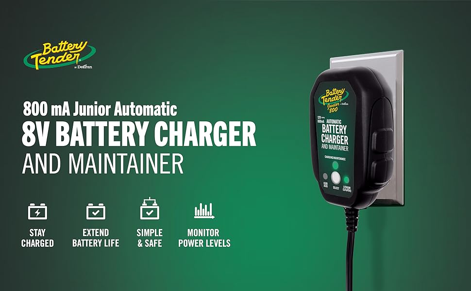 Battery Tender 12V Battery Charger Maintainer Trickle Charger Lithium Selectable Automatic