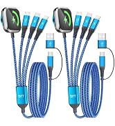 Multi Charging Cable with Dual Type-C Ports, 4 in 2 USB A/C Charing Cord for Apple Watch Charger/...