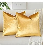 OTOSTAR Pack of 2 Velvet Soft Decorative Throw Pillow Covers 18 x 18 Inch Solid Square Cushion Ca...