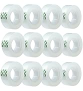 MJUNM Clear Tape Refills Rolls for Dispenser, Transparent Tape, 12 Rolls, 1 inch Core, 3/4 inch x...