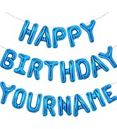 TONIFUL 65 Pcs 16 Inch Blue Happy Birthday Balloons and 2 Sets A-Z Foil Letters Balloons DIY Pers...