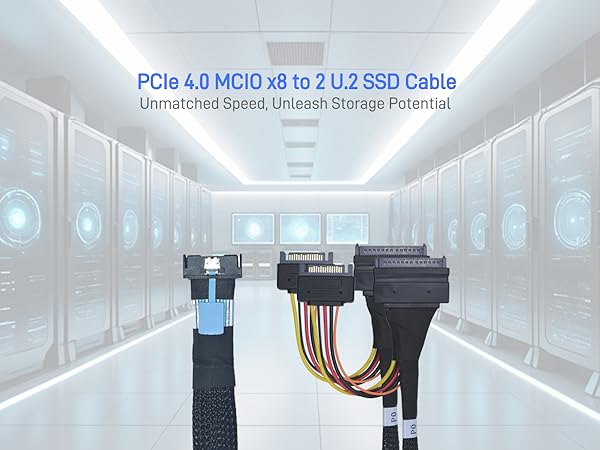 LetLinkSo Gen4 PCIe 4.0 MCIO x8 to U.2 SFF-8639 8i NVMe SSD Adapter Cable 1