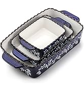 AVLA 3 Pack Ceramic Bakeware Set Porcelain Rectangular Baking Dish Lasagna Pans for Cooking Kitch...