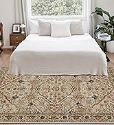 Joydeco 9x12 Area Rugs for Living Room, Non Slip Machine Washable Vintage Rug, Low Pile Chenille ...