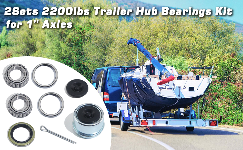2 Sets 2200lbs ?1‘’ Axle TRAILER BEARING KIT