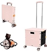 Foldable Utility Cart Folding Portable Rolling Crate Handcart Shopping Trolley Wheel Box with Lid...