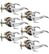 AmzGod 6 Pack Satin Nickel Entry Door Handle, Wave Style Exterior Interior Door Lever Handle with...