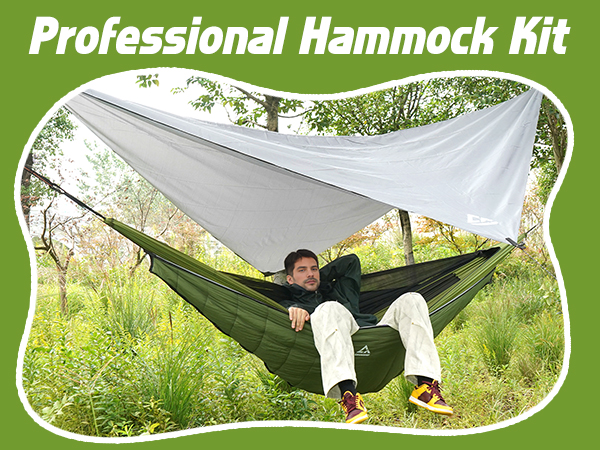 CROSSHIP Camping Hammock with Mosquito Net with Built-in Underquilt &amp; Hammock Rain Fly Tarp